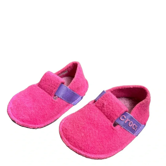 Crocs Kids Classic Slipper Comfortable Slip On Fuzzy Slippers  Candy Pink c5 - Picture 8 of 13